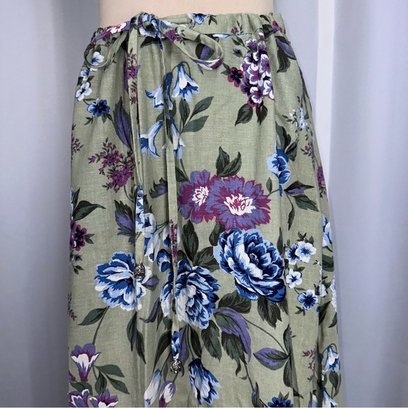 VTG 90s White Stag Floral Linen Blend Skirt Sz M (8/10) Cottagecore Coquette - Picture 3 of 10